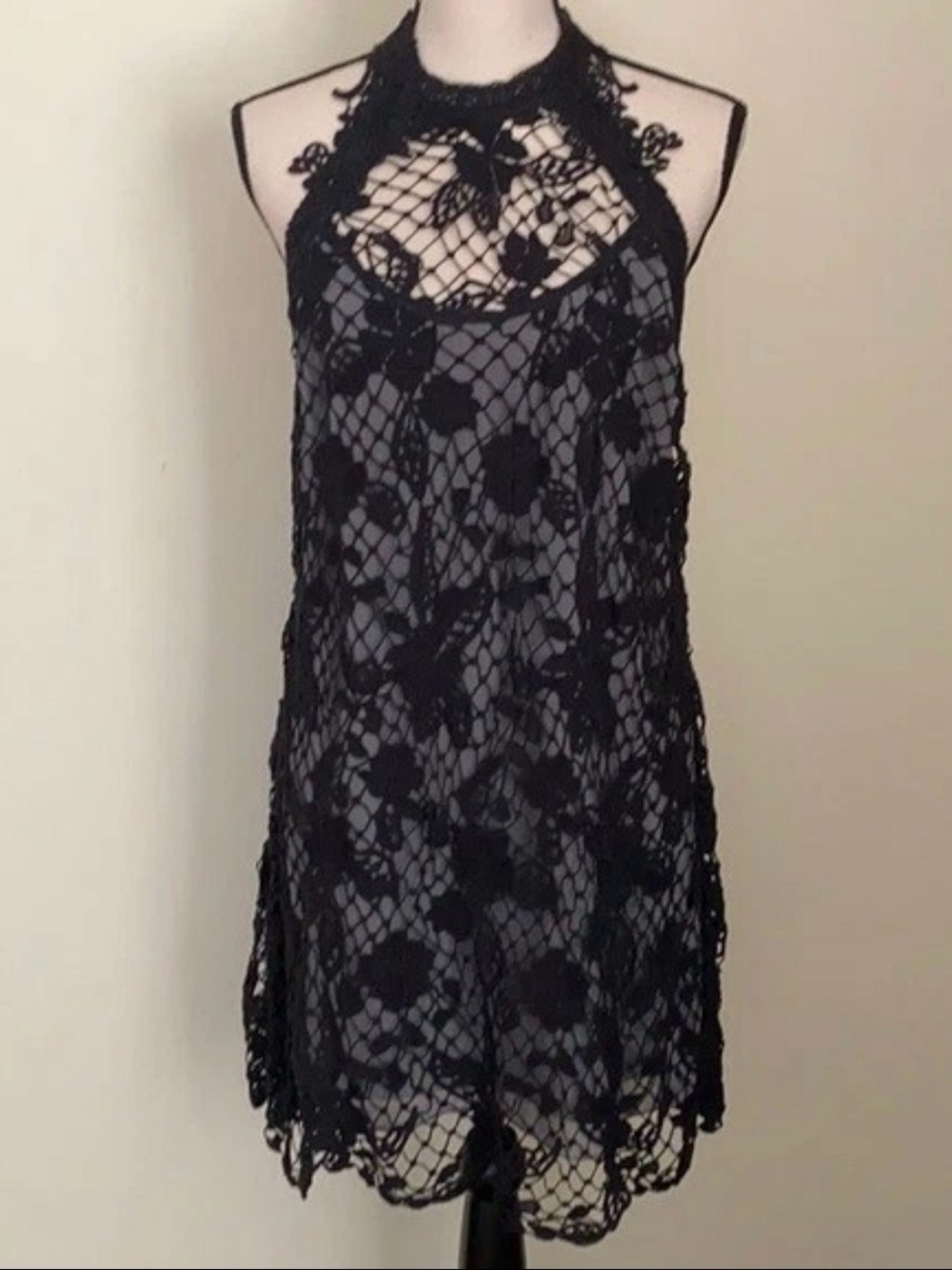 Free People Black Lace Halter Dress - Size XS/TP
